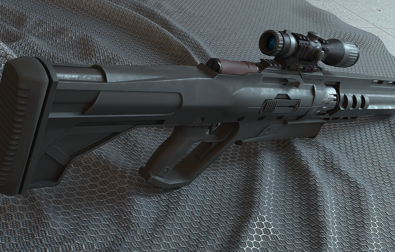 Фото обои оружие, прицел, винтовка, weapon, sci-fi, rendering, rifle, scope