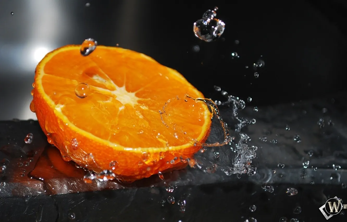 Фото обои вода, оранжевый, апельсин