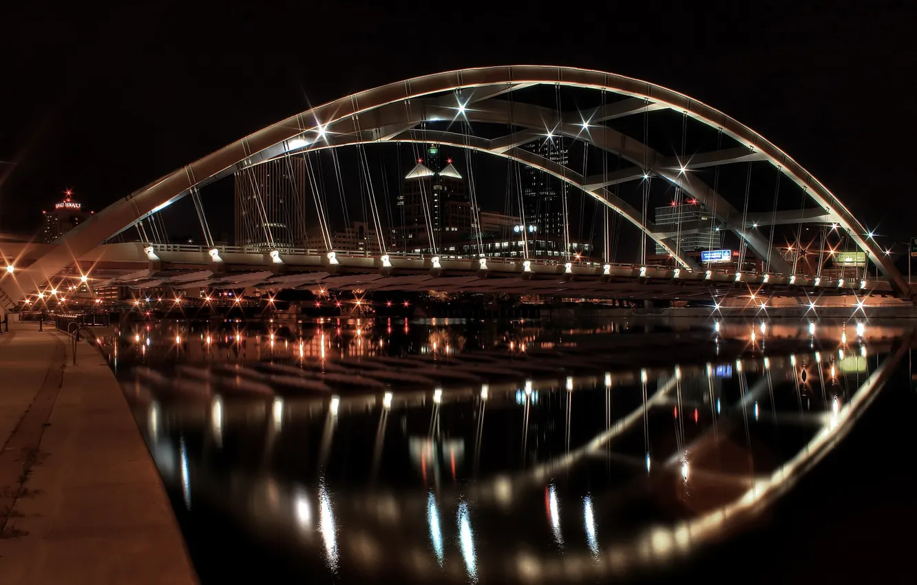 Фото обои city, lights, bridge