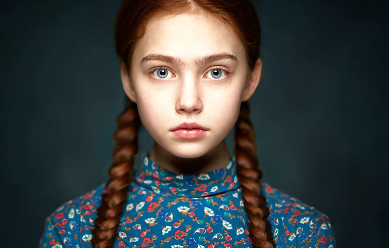 Фото обои портрет, девочка, косички, Alexander Vinogradov