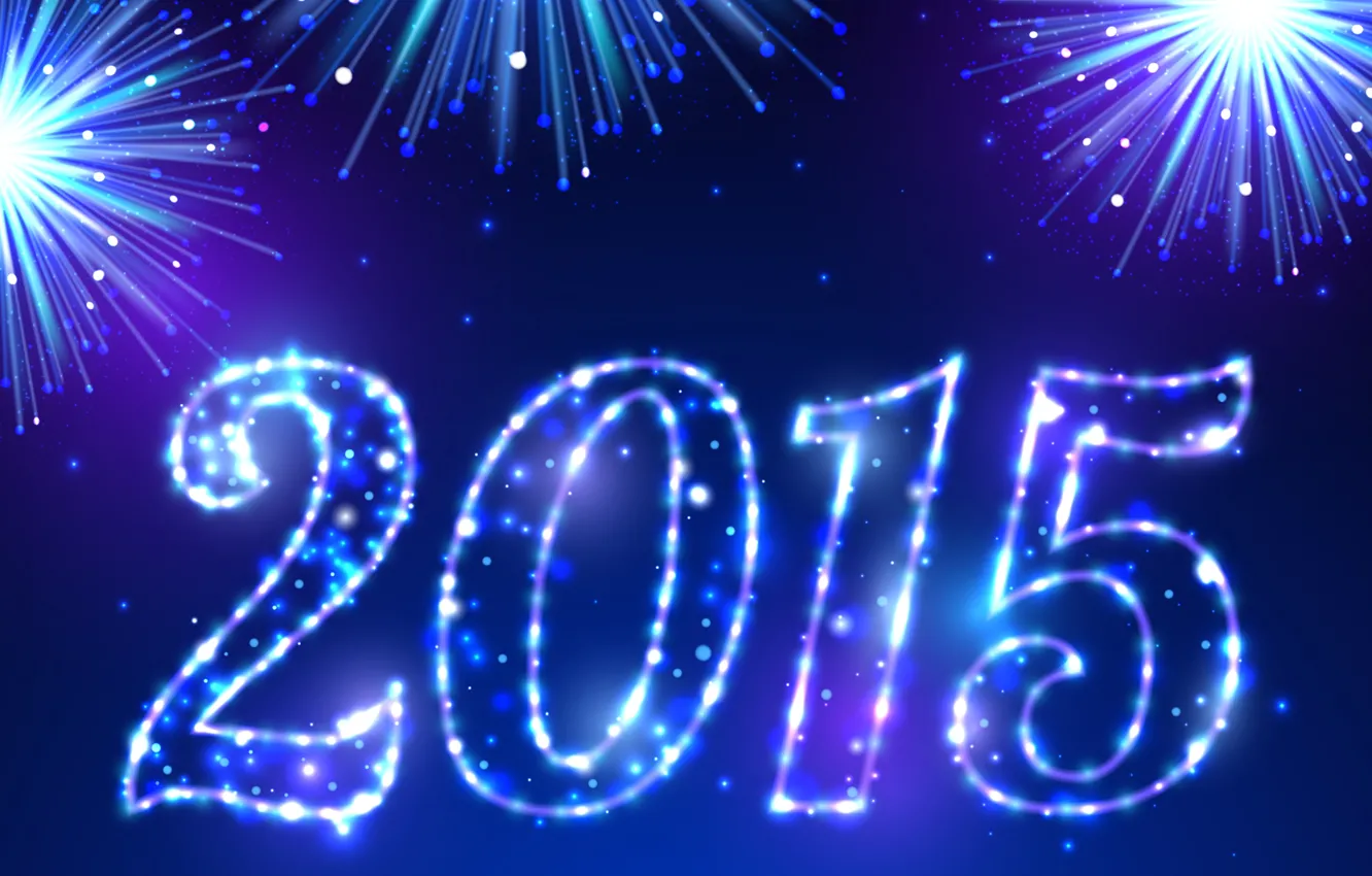 Фото обои салют, Новый Год, blue, New Year, fireworks, Happy, sparkle, 2015