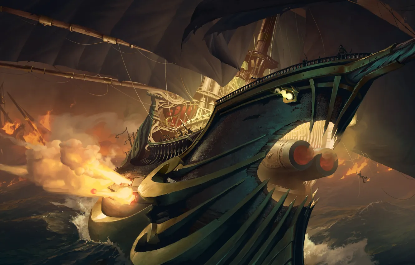 Фото обои море, корабль, Legends of Runeterra