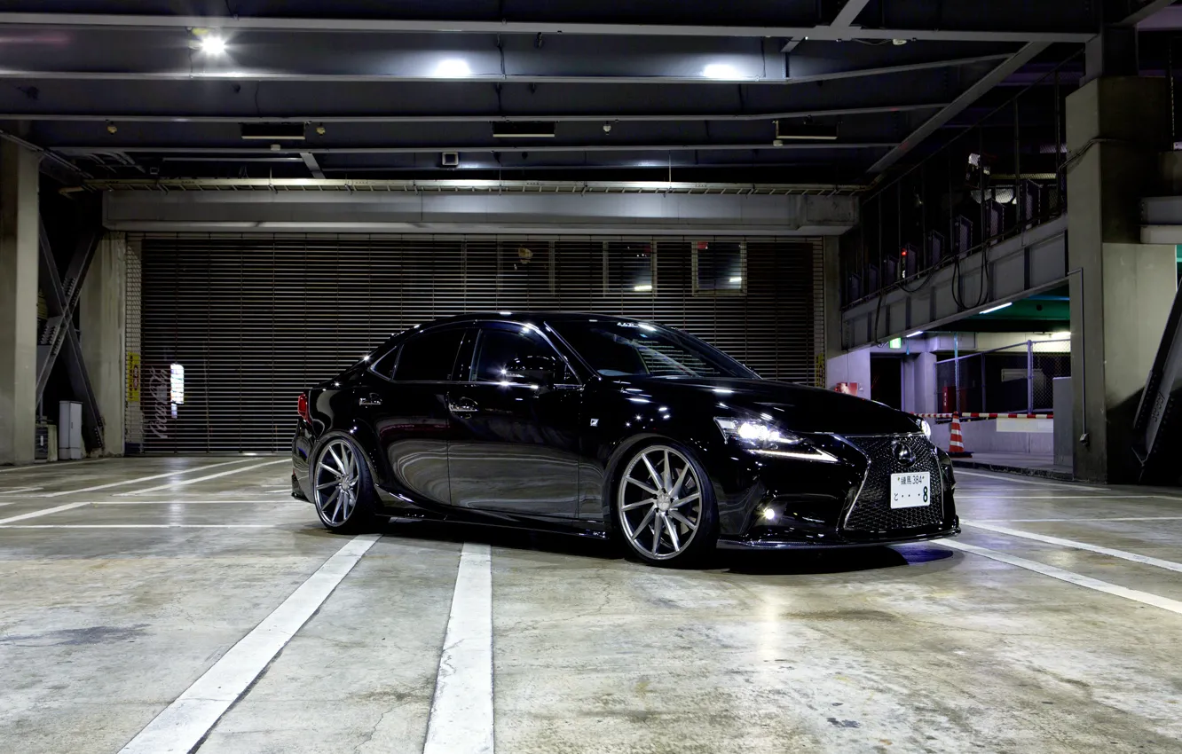 Фото обои Lexus, wheels, black, vossen, frontside, is350