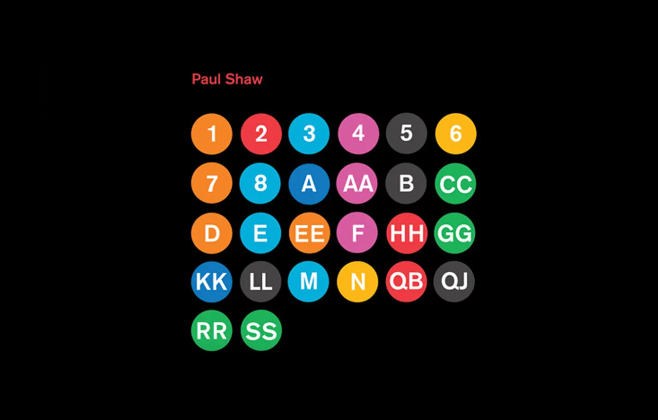 Фото обои буквы, черный, цифры, кружки, subway system, Paul Shaw