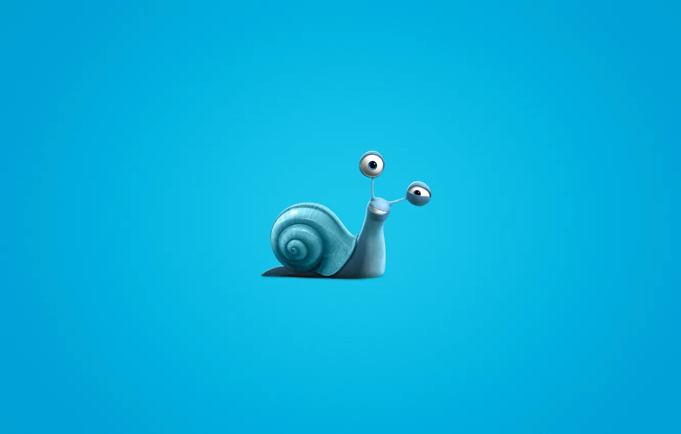 Фото обои улитка, минимализм, синий фон, Turbo, Турбо, snail