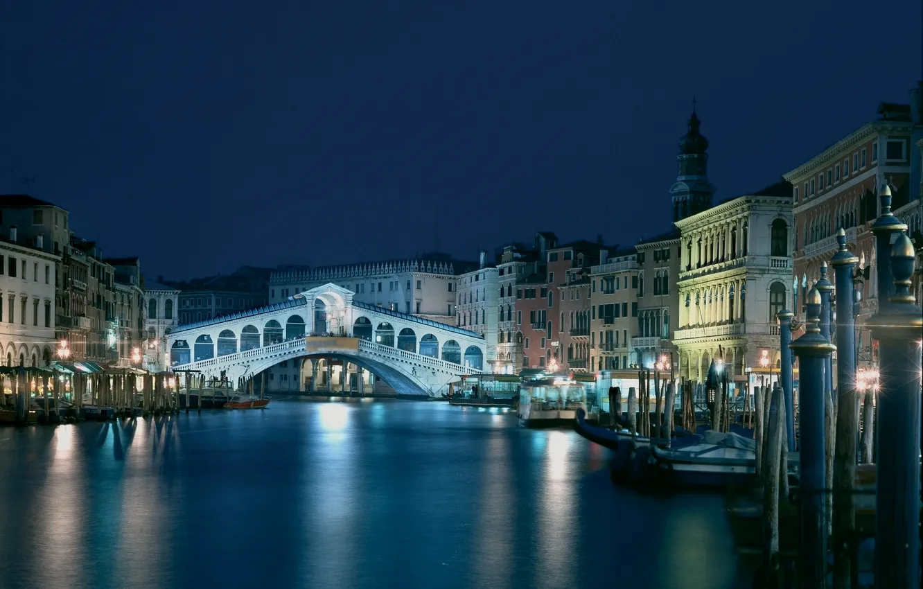 Фото обои city, город, lights, Италия, Венеция, канал, Italy, night