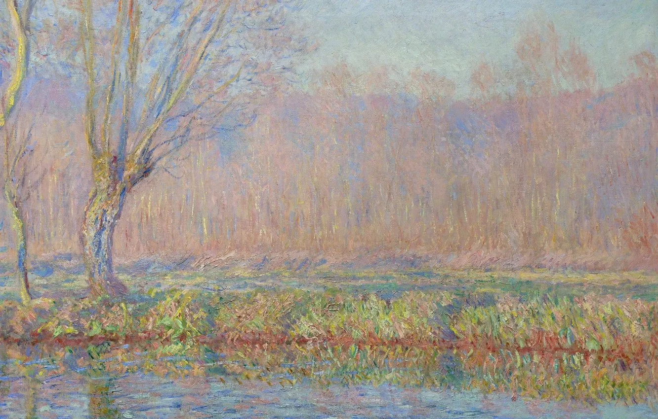 Фото обои пейзаж, природа, дерево, картина, Ива, Claude Monet, Клод Моне