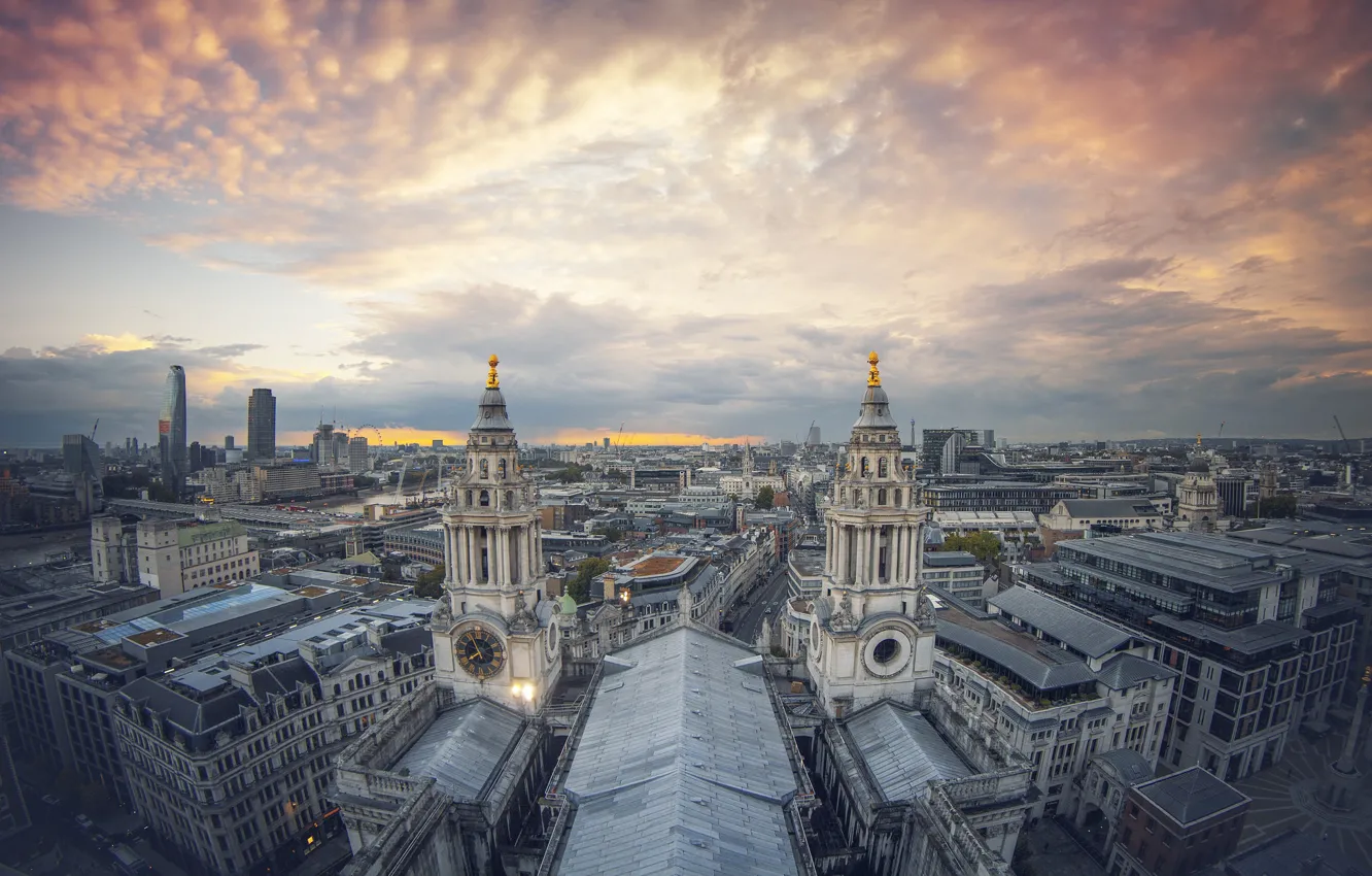 Фото обои Лондон, здания, панорама, Великобритания