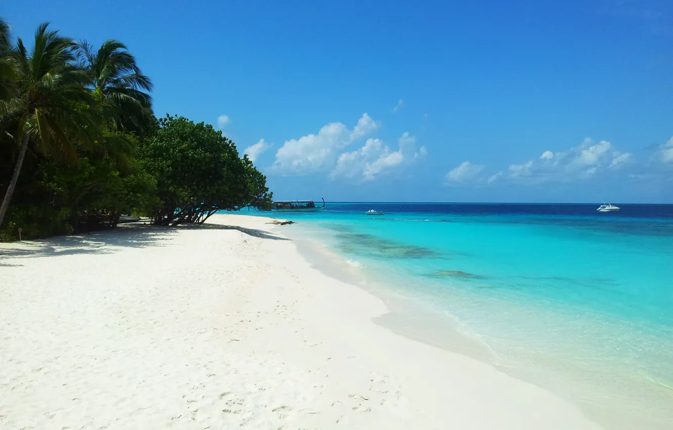 Фото обои небо, океан, отдых, остров, отпуск, Maldives