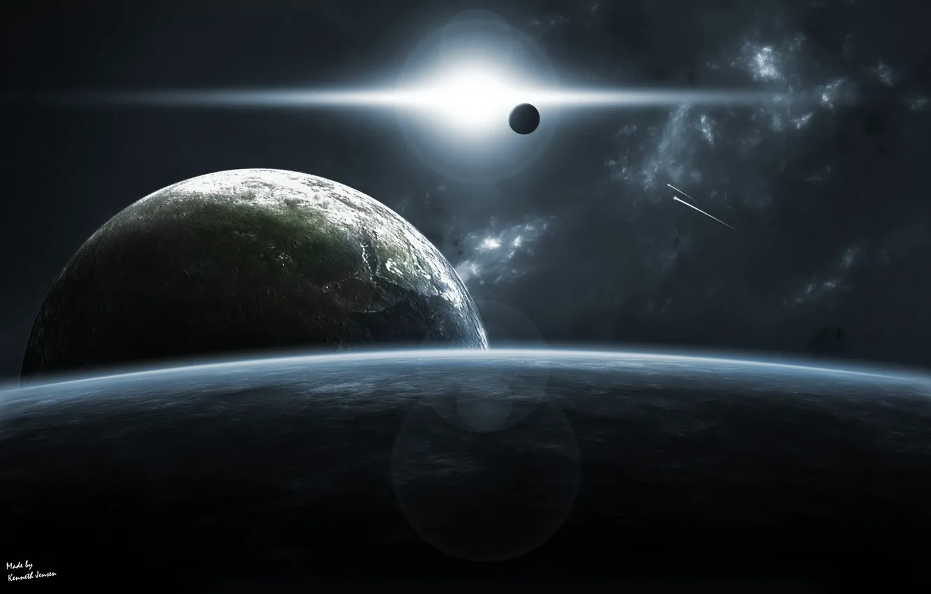 Фото обои солнце, поверхность, туманность, планеты, атмосфера