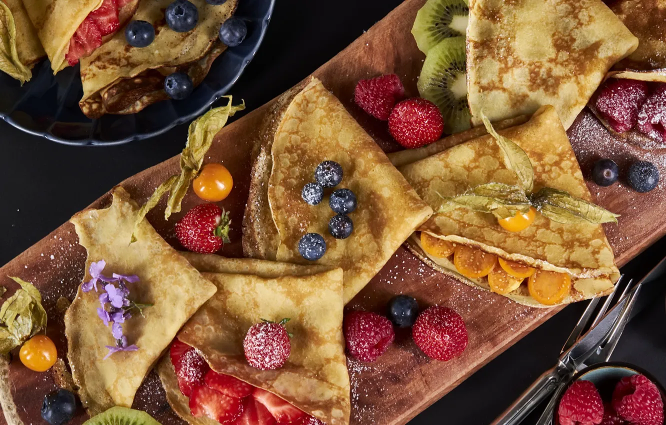 Фото обои ягоды, еда, блины