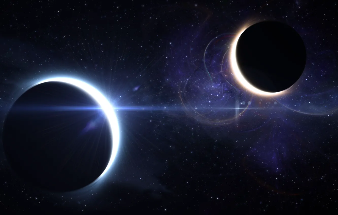 Фото обои звезды, пространство, планеты, затмение, eclipse