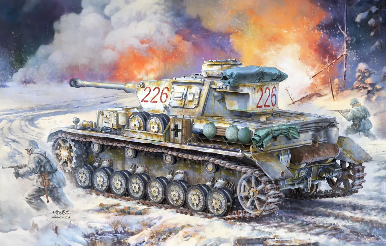 Фото обои Германия, танк, средний, войска сс, waffen SS, Xiu Mo Zhi, Pz.Kpfw.IV Ausf.G Mid (Kharkov 1943)