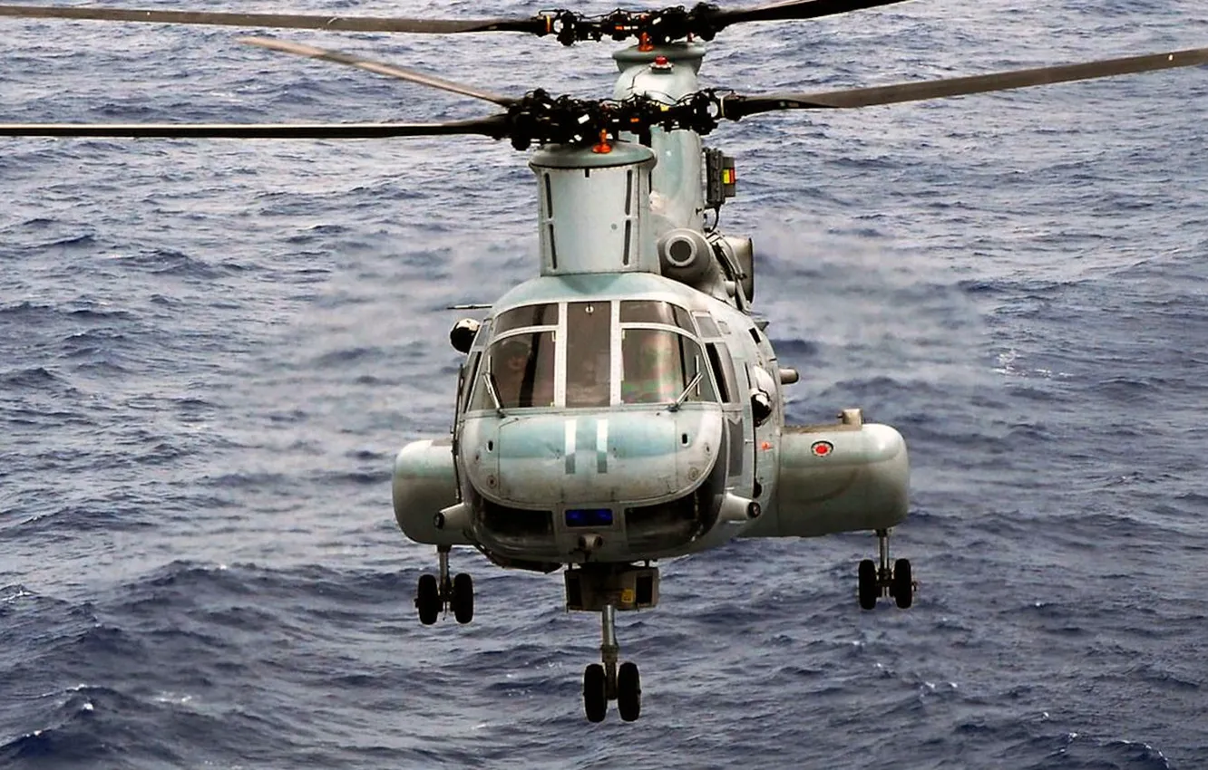 Фото обои Boeing, американский средний военно-транспортный вертолёт, Sea Knight, Vertol, CH-46, Корпус морской пехоты США