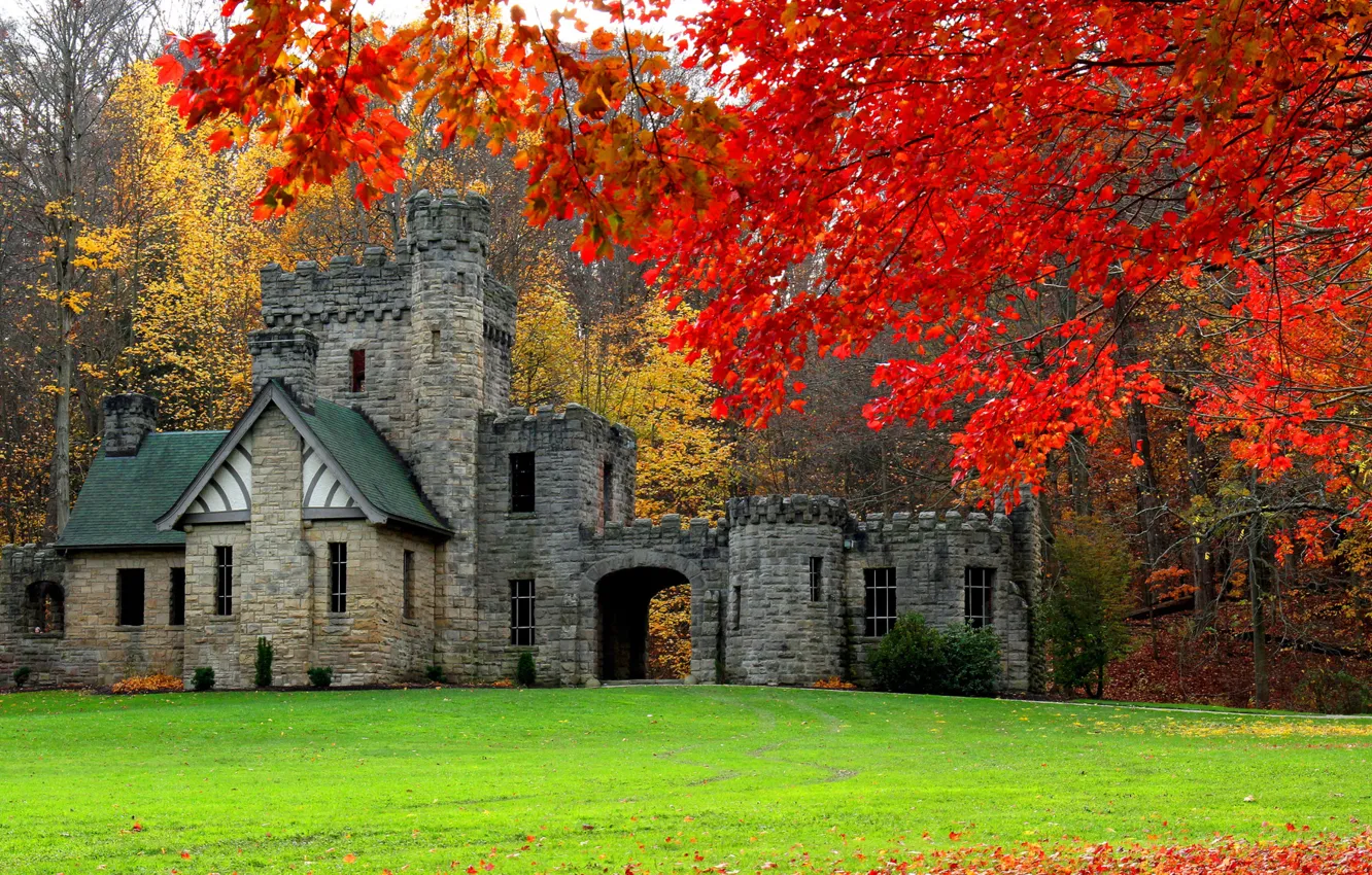 Фото обои trees, autumn, castle, architecture, building