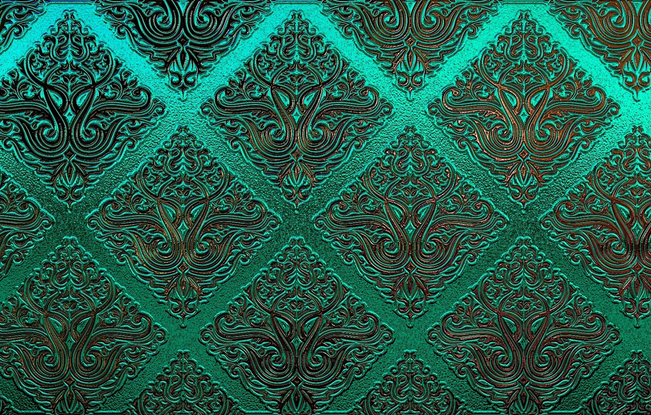 Фото обои зеленый, узоры, текстура, орнамент