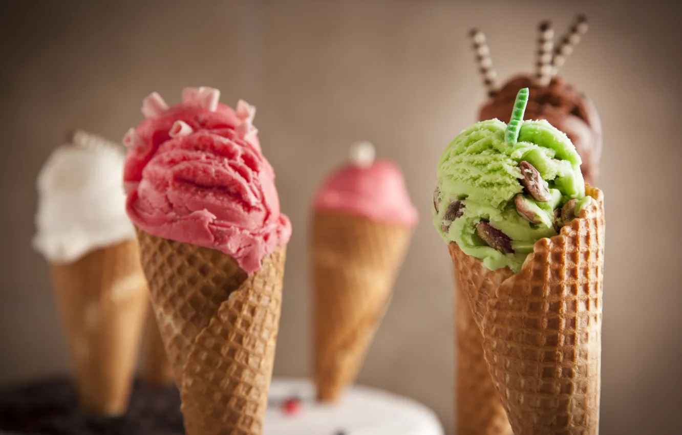 Фото обои мороженое, вафельный рожок, сладкие палочки, Ice cream