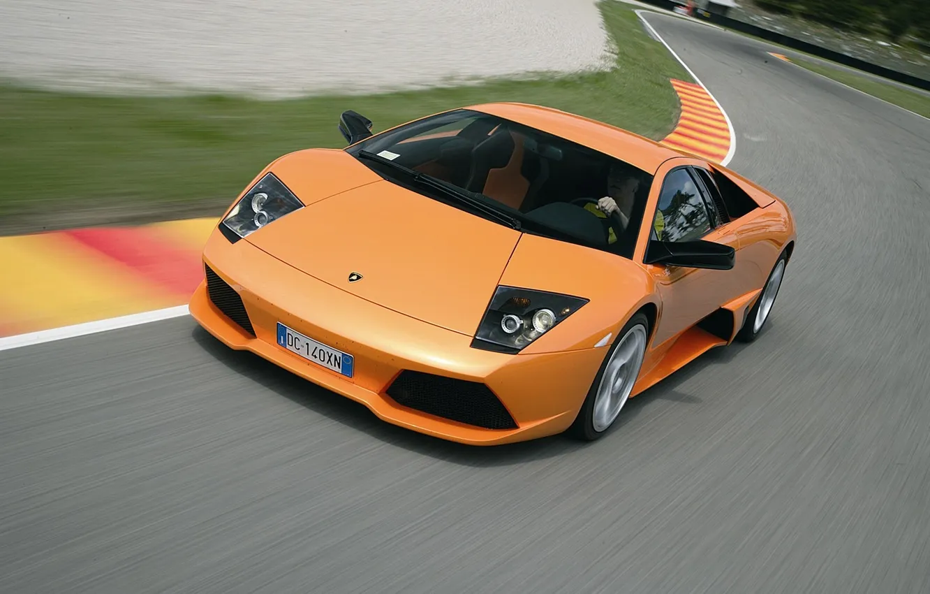 Фото обои оранжевый, Lamborghini, суперкар, Murcielago