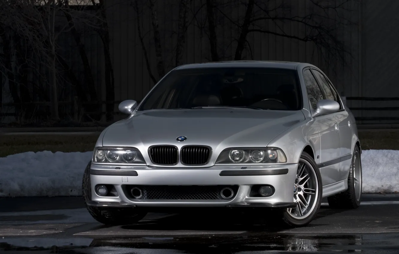 Фото обои BMW, Carbon, Snow, E39, Silver, Asphalt