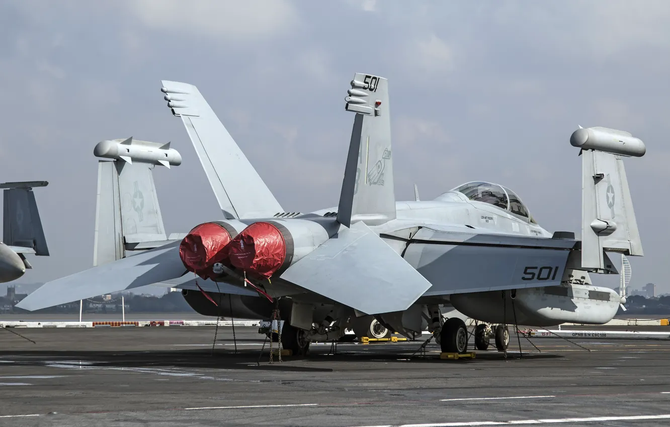 Фото обои Boeing, самолёт, EA-18G, Growler, палубный, борьбы, радиоэлектронной