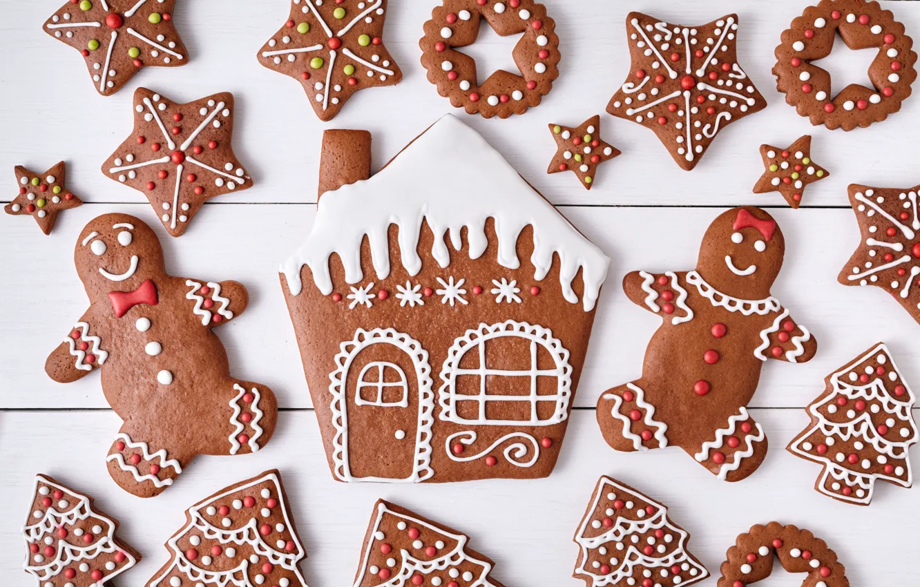 Фото обои Новый Год, печенье, Рождество, Christmas, выпечка, сладкое, Xmas, глазурь