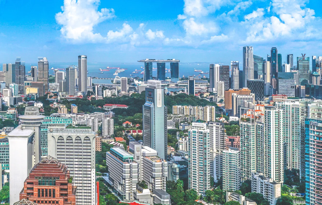 Фото обои city, skyline, houses, Singapore, buildings, architecture, skyscrapers, Asia