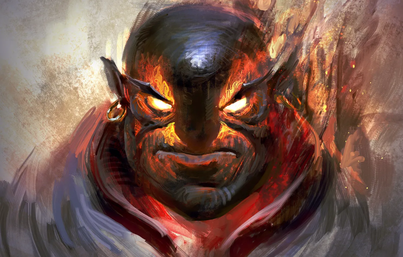Фото обои лицо, огонь, art, dota 2, moba, Ember spirit, xin