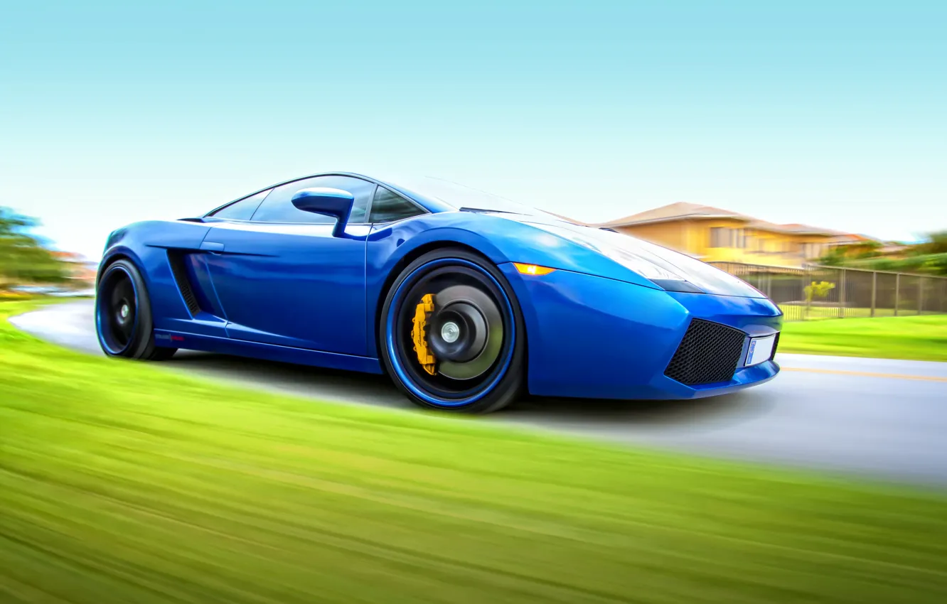 Фото обои дорога, небо, скорость, Lamborghini, Gallardo