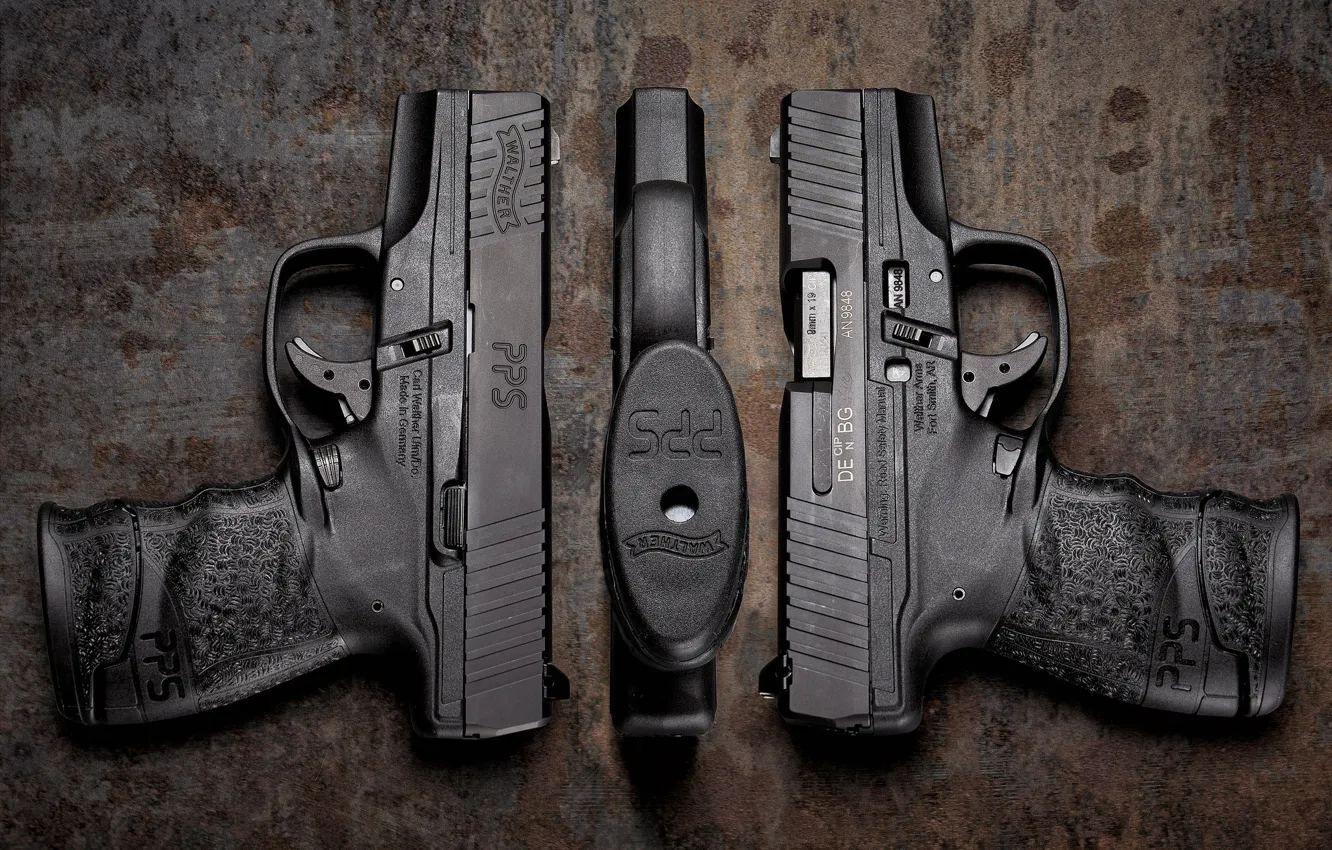 Фото обои фон, пистолеты, трио, Walther PPS M2