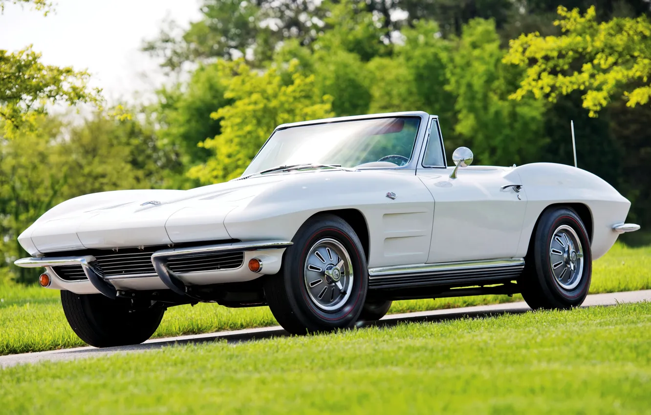Фото обои Corvette, Chevrolet, кабриолет, шевроле, Sting Ray, корвет, 1964, Convertible