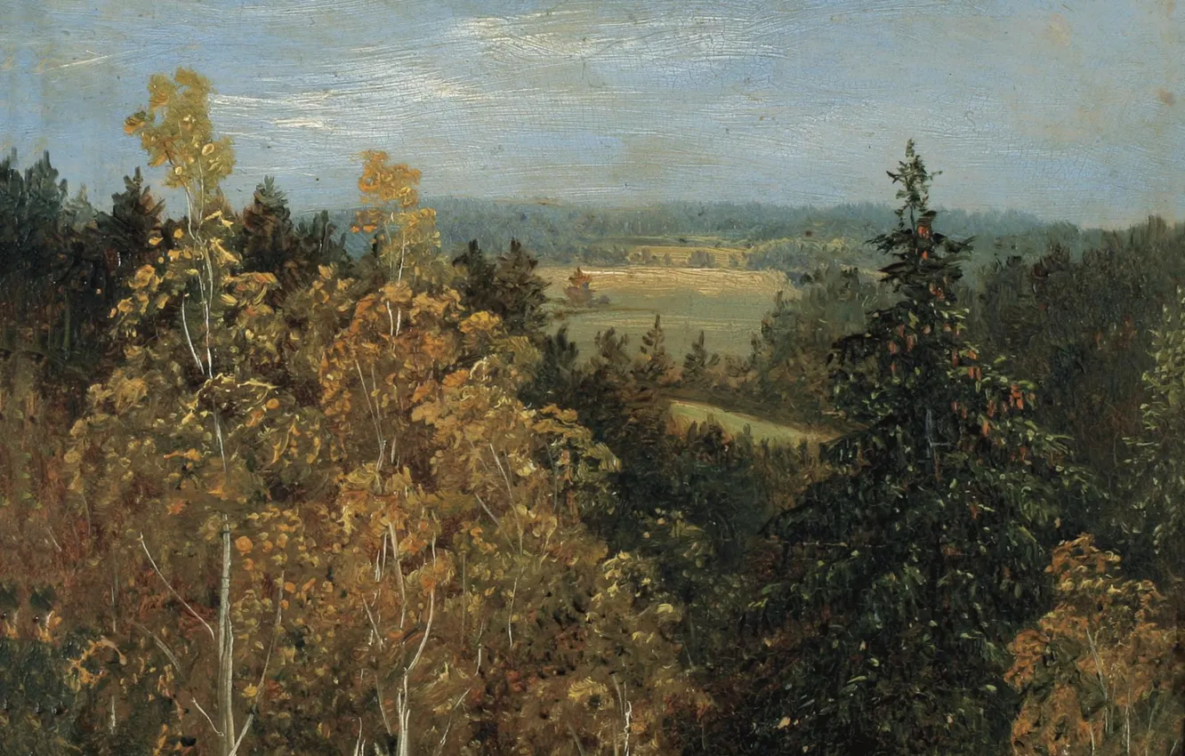 Фото обои деревья, природа, картина, долина, Карл Густав Карус, Лесной Пейзаж