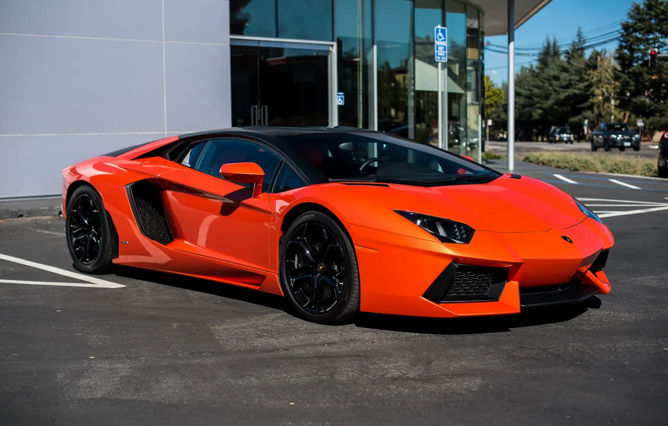 Фото обои Lamborghini, Orange, Aventador, San francisco