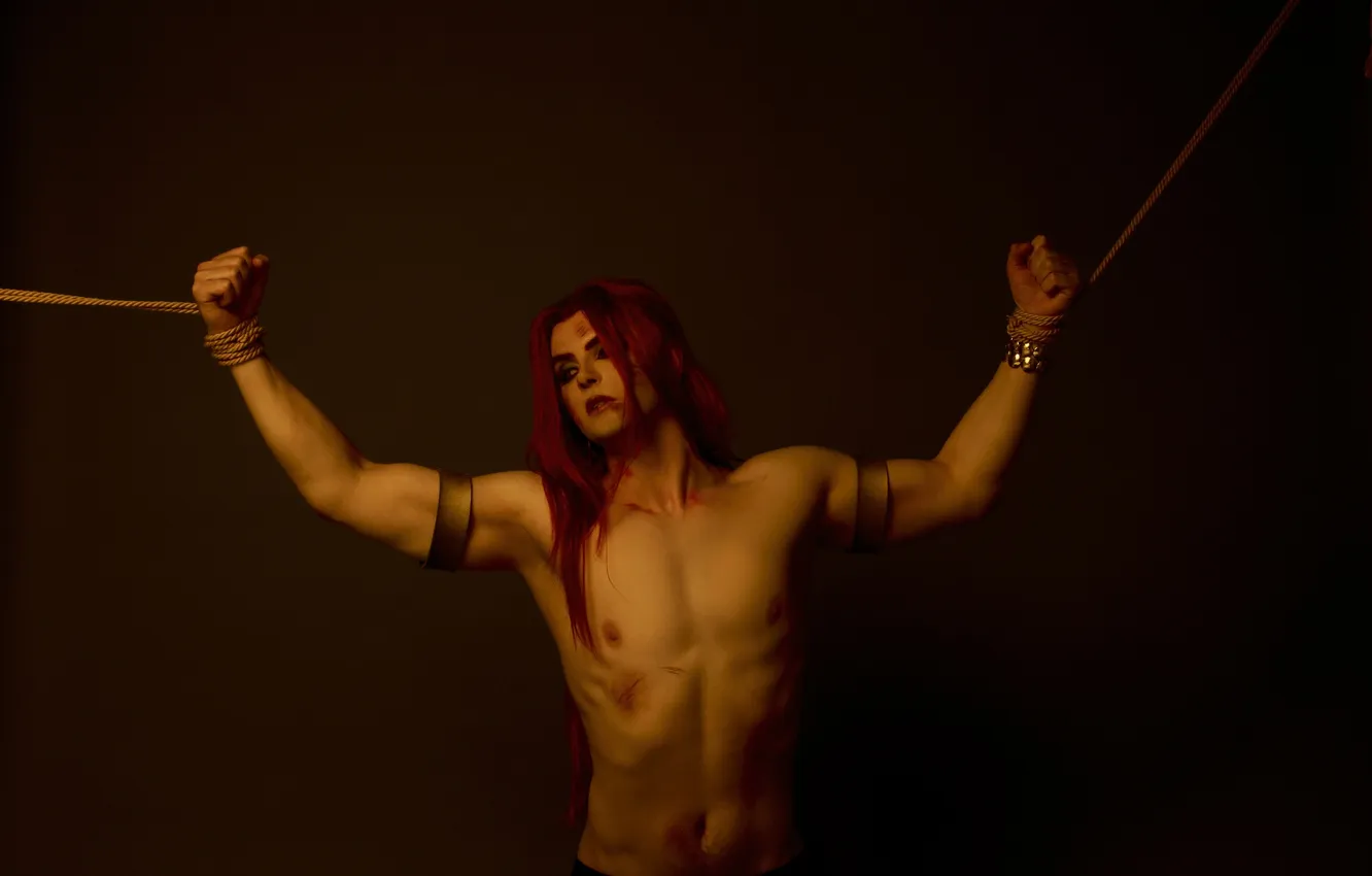 Фото обои царапины, парень, верёвки, косплей, cosplay, Грейсон, GraysonFin cosplay, GraysonFin