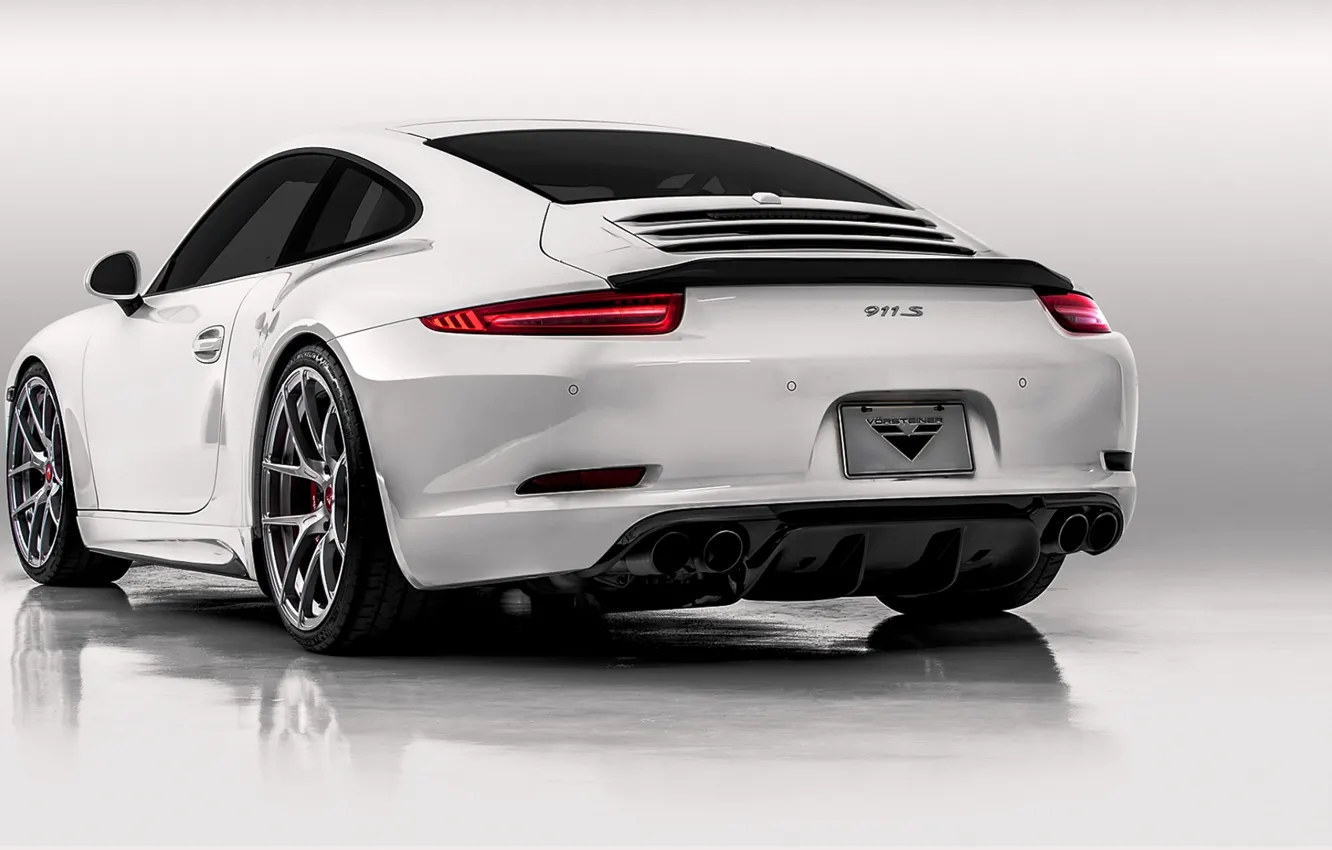 Фото обои 911, Porsche, сзади, белая, порше, каррера, 2015, Carrera 4S