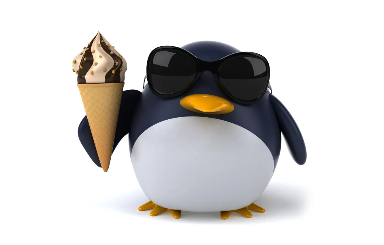 Фото обои пингвин, character, funny, ice cream, pinguin