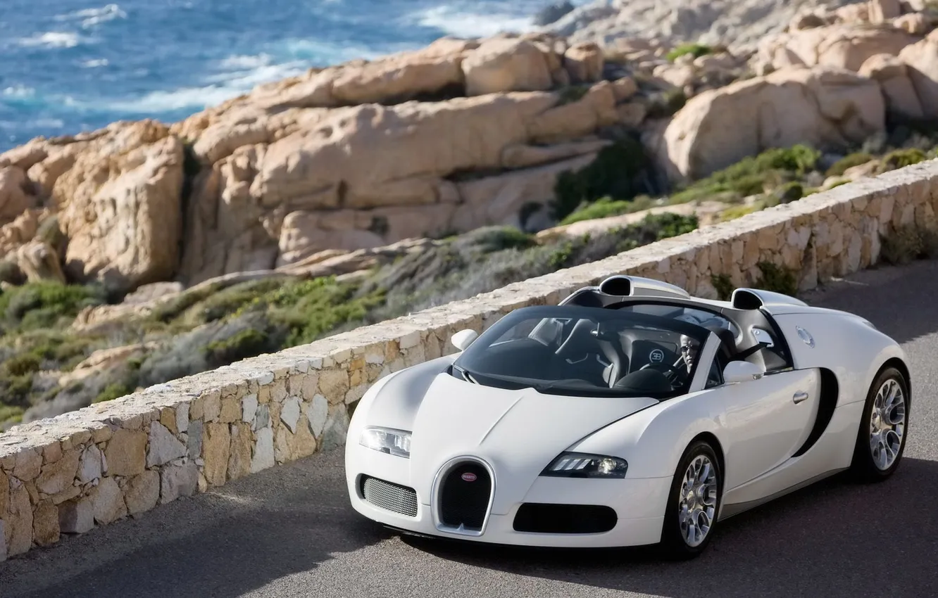 Фото обои дорога, горы, Bugatti_Veyron_cabrio