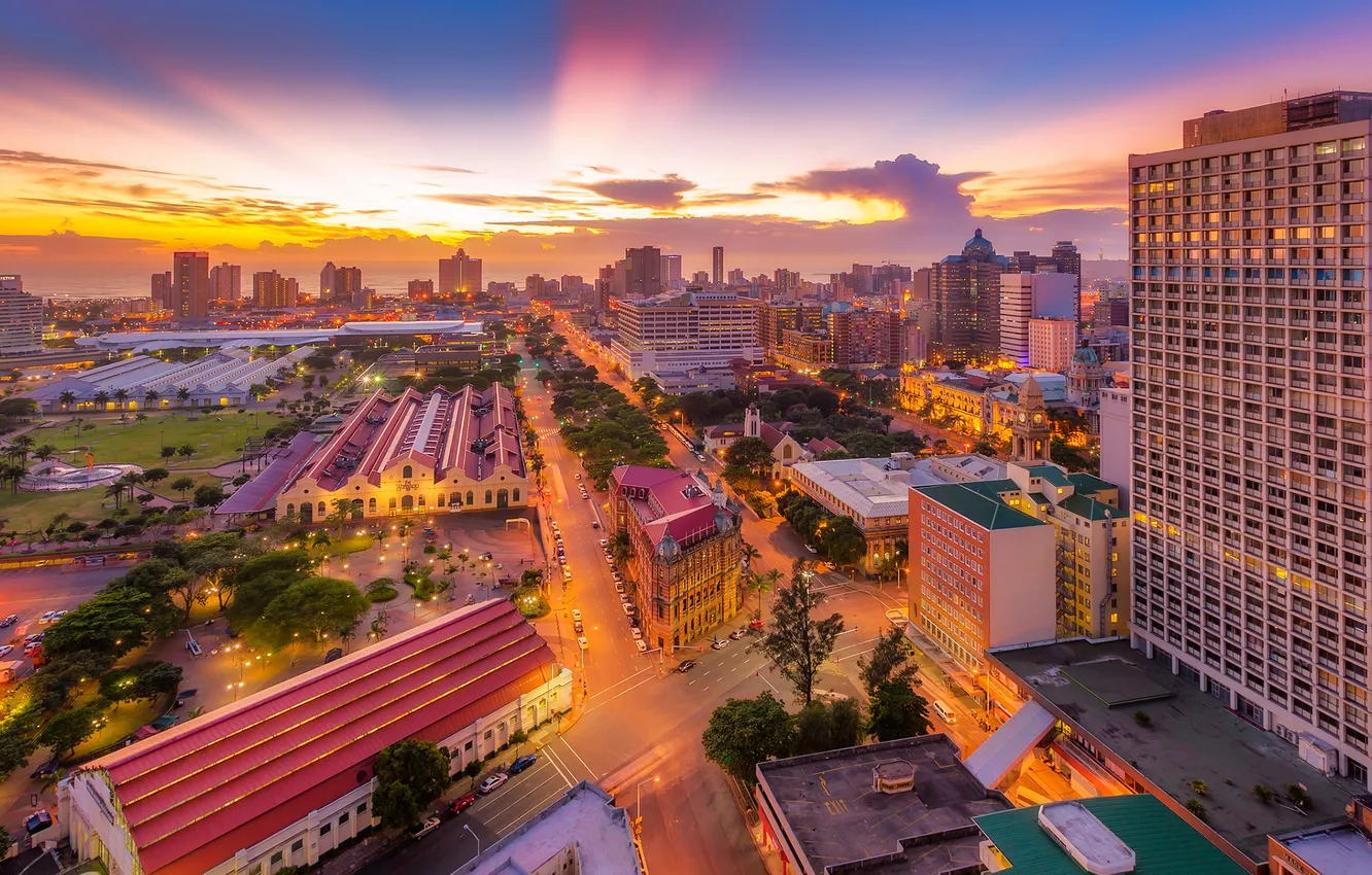 Фото обои city, sunset, South Africa, Durban