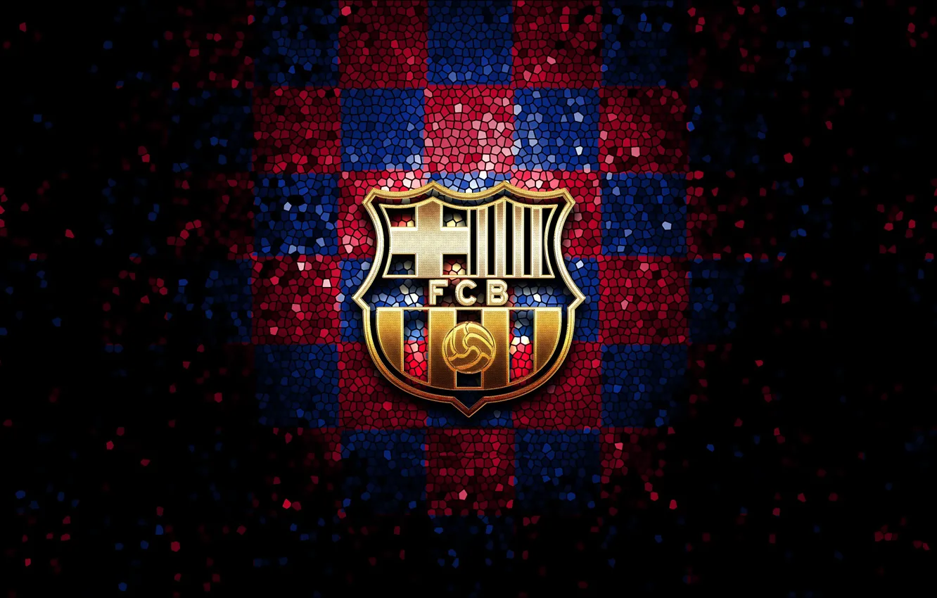 Фото обои wallpaper, sport, logo, football, Barcelona, La Liga, glitter, checkered