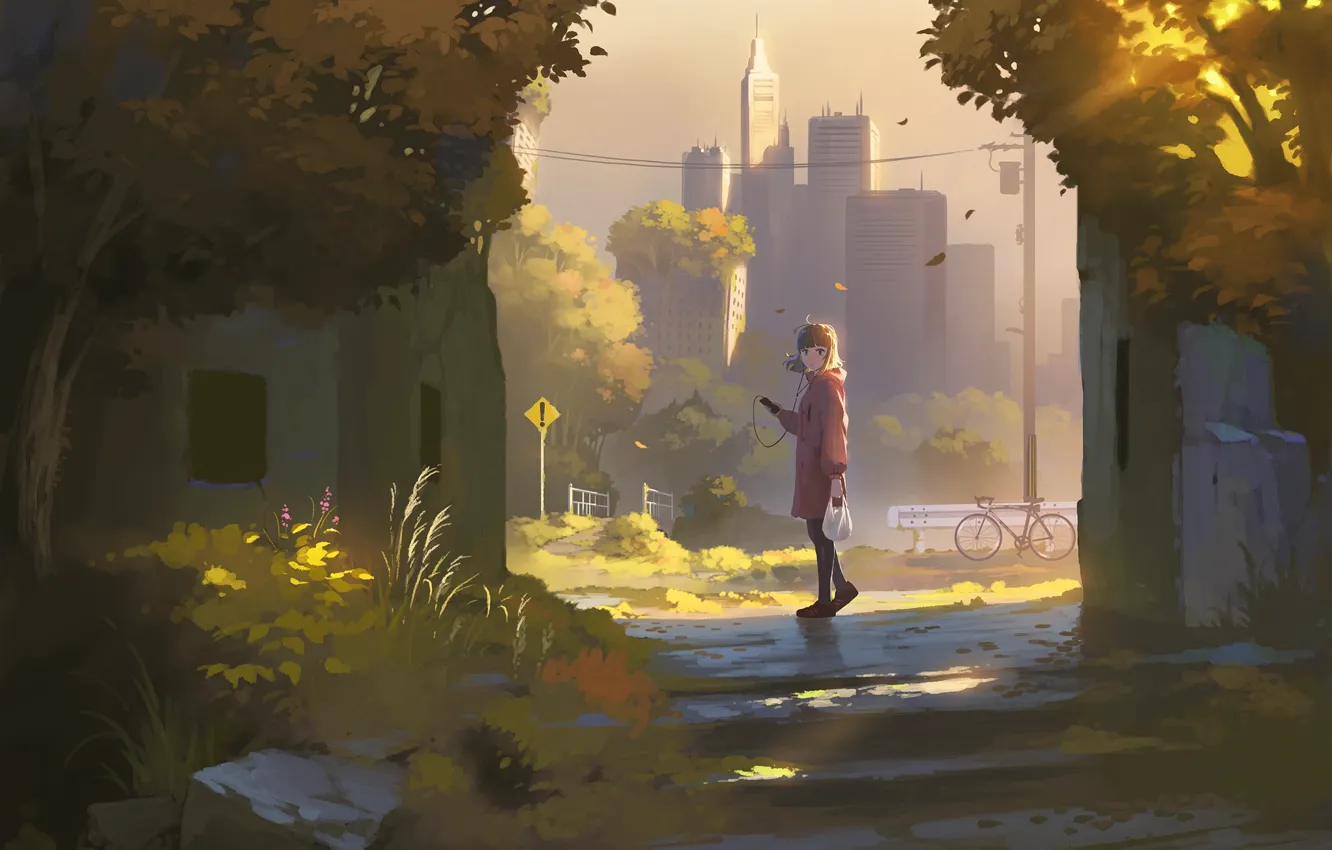 Фото обои осень, девушка, арт, nauimusuka