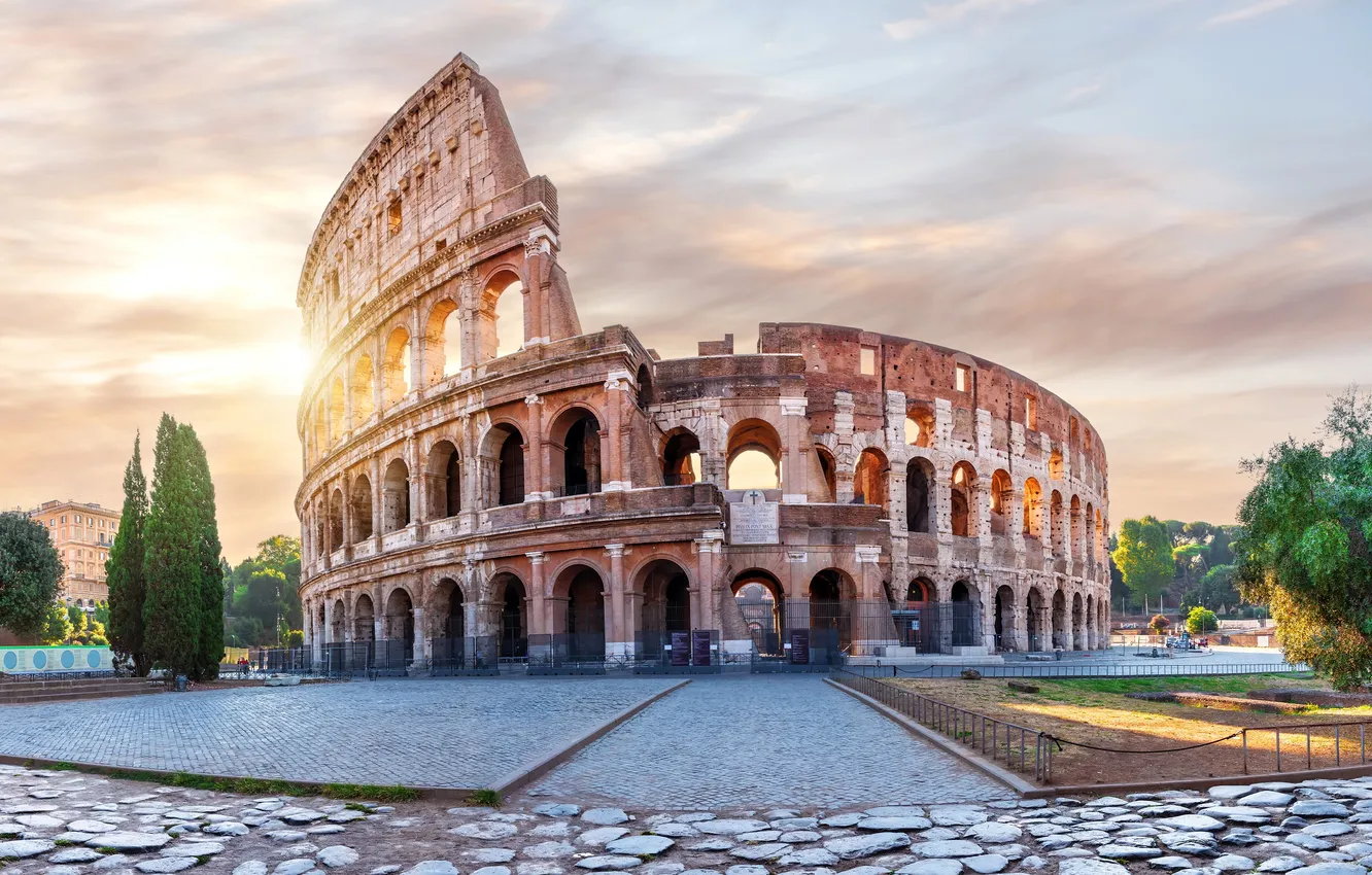 Фото обои Закат, Рим, Колизей, Sunset, Colosseum, Rome, Lazio, Лацио