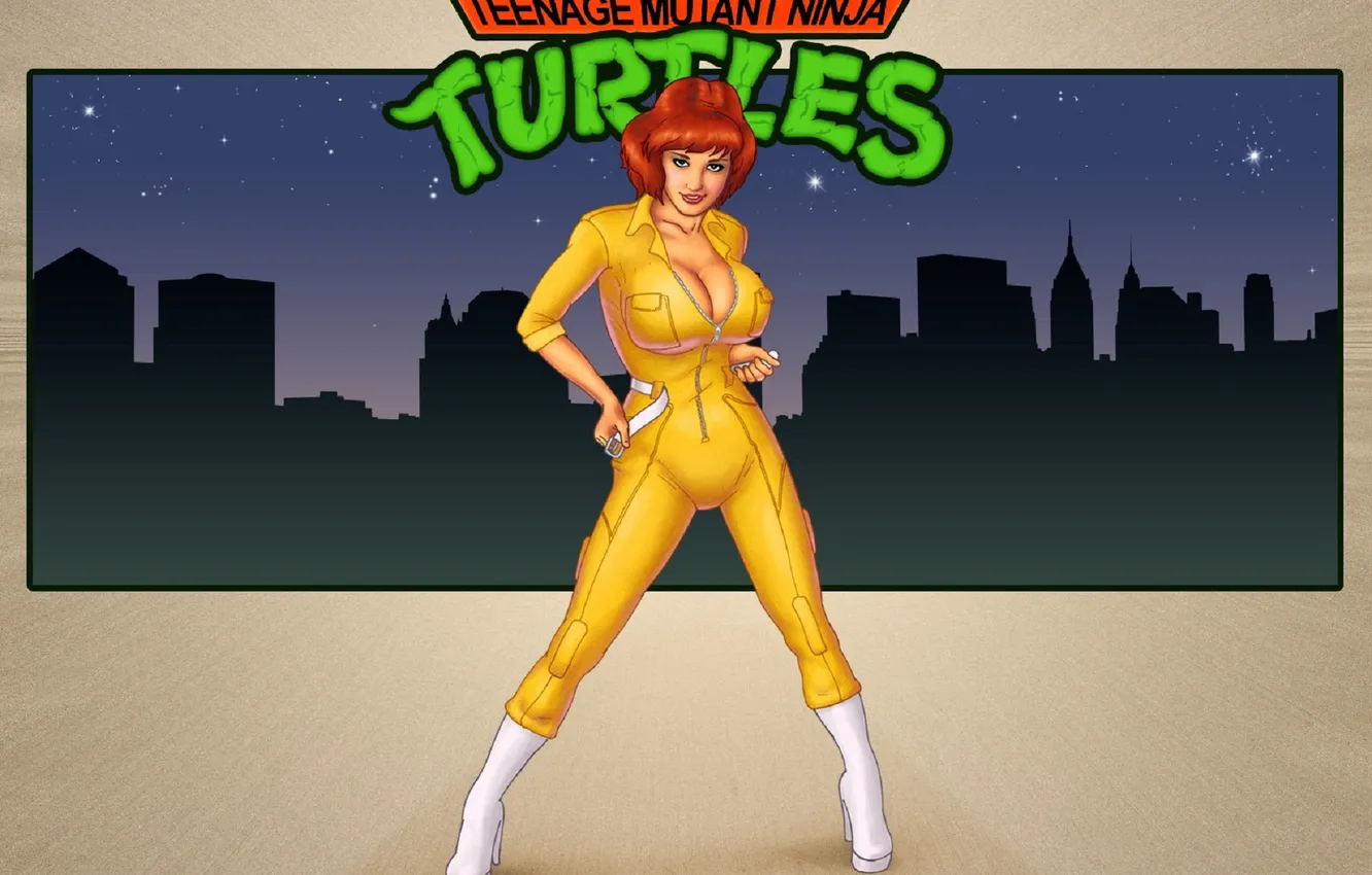 Фото обои девушка, город, игра, костюм, Teenage Mutant Ninja Turtles, April O'Neil, репортер