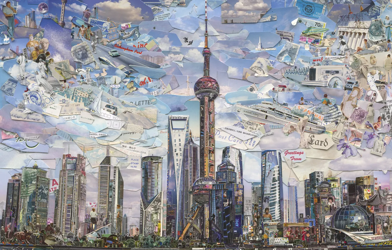 Фото обои Shanghai, Vik Muniz, Postcards from Nowhere, contemporary art