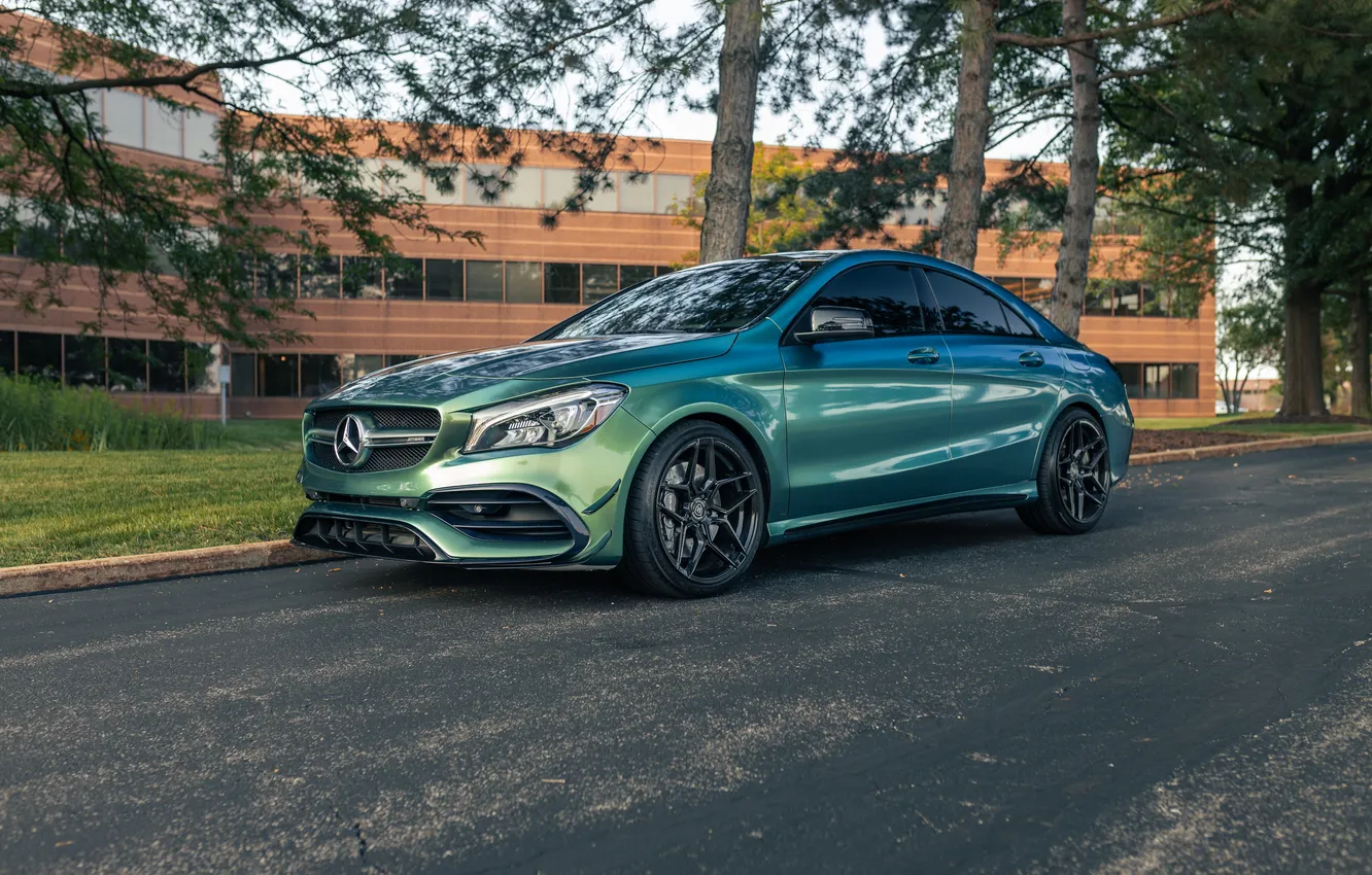 Фото обои Mercedes-Benz, Mercedes, Front, Road, Trees, CLA, Mercedes-Benz CLA