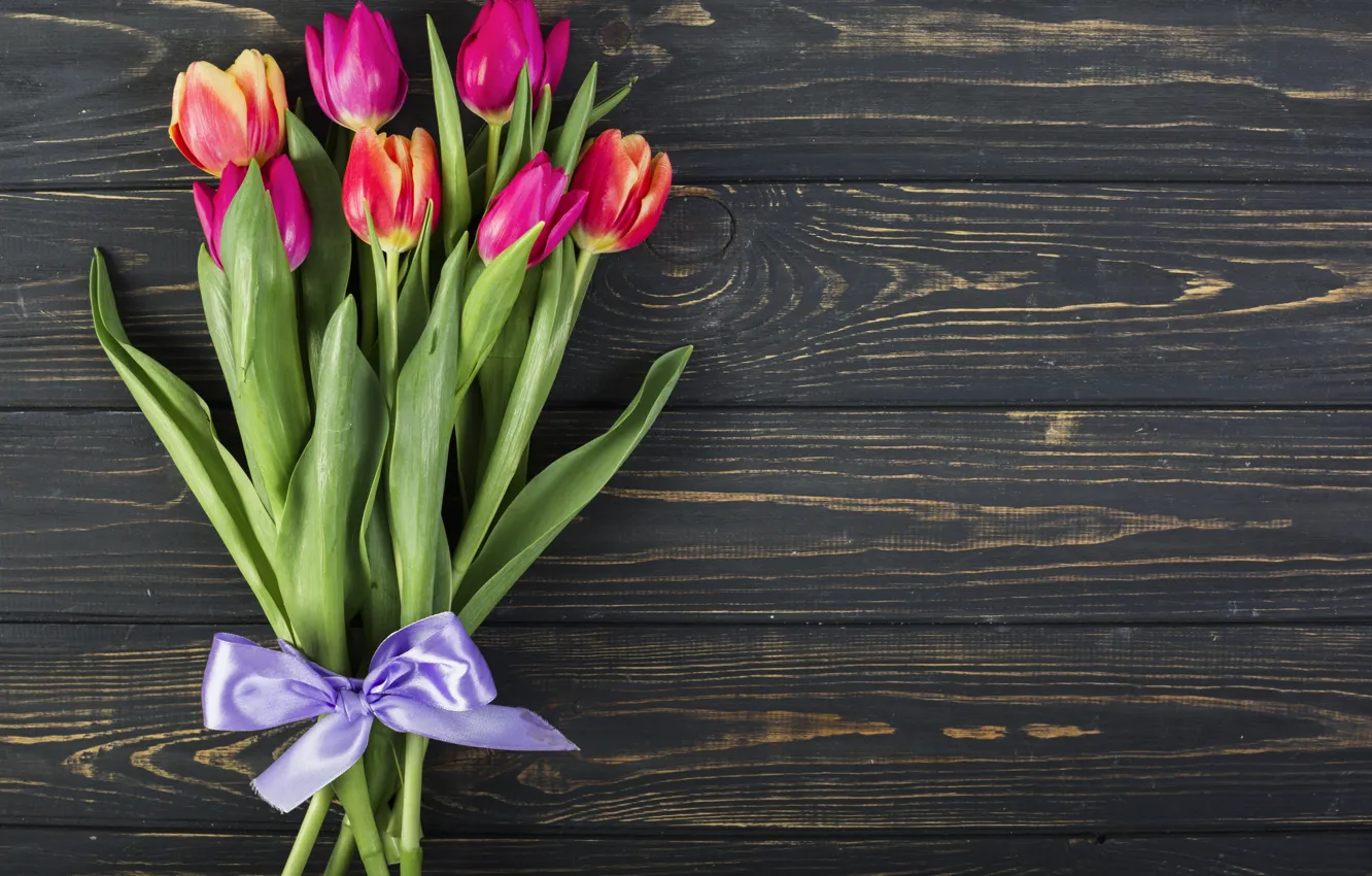 Фото обои лента, тюльпаны, tulip, bouguet