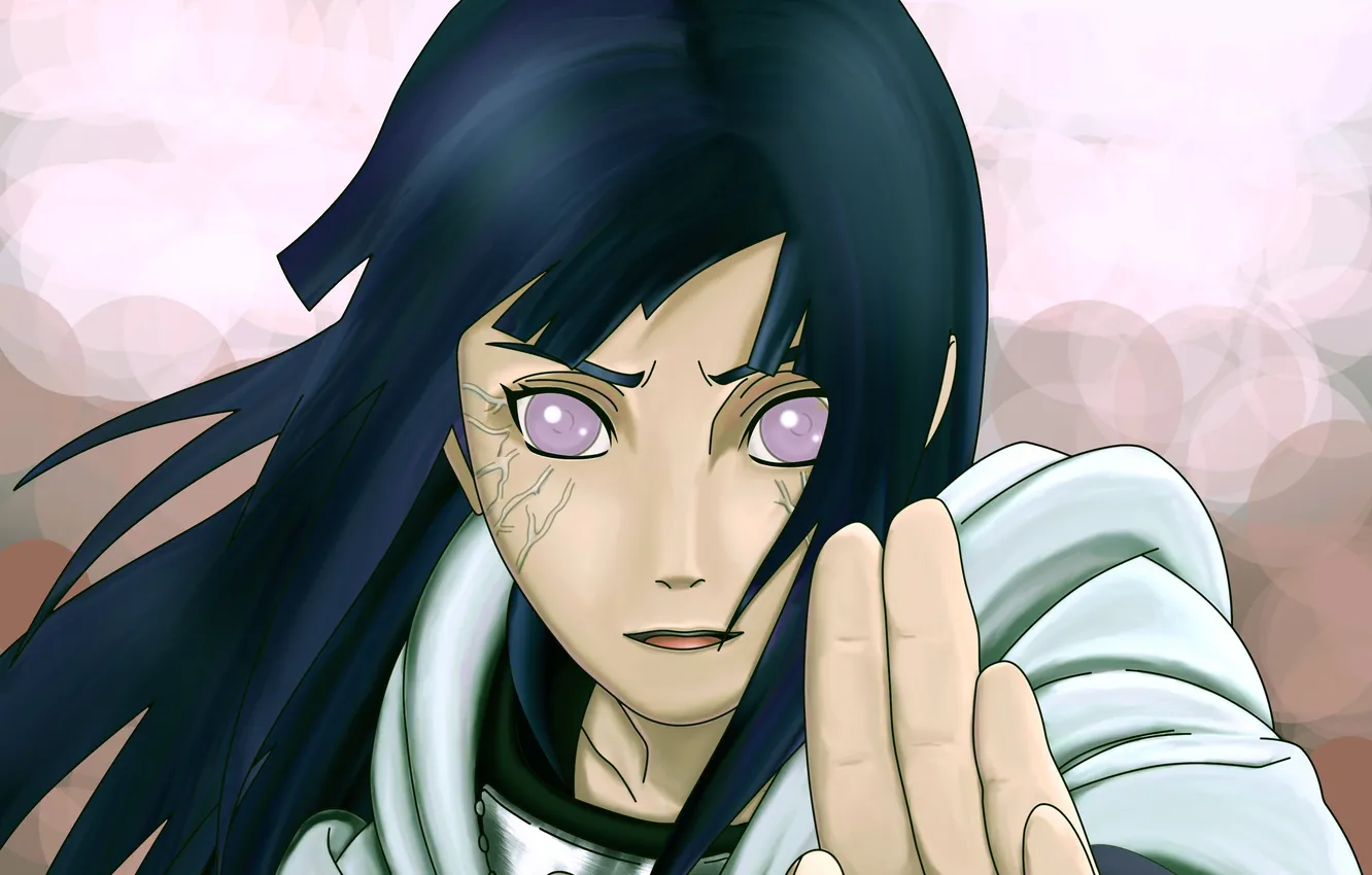 Фото обои взгляд, девушка, Наруто, Naruto, жест, art, hyuuga hinata, Jiraya-JJ