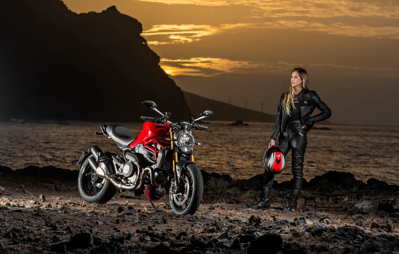 Фото обои Ducati, monster, motorcycle, Girls, Motorbike, Bikes