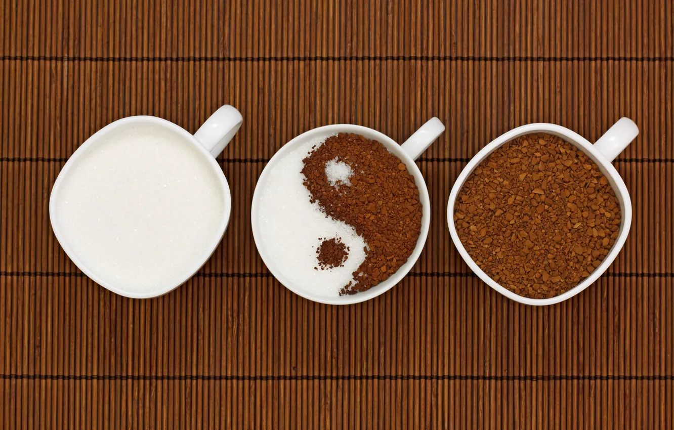 Фото обои кофе, чашки, ин-янь