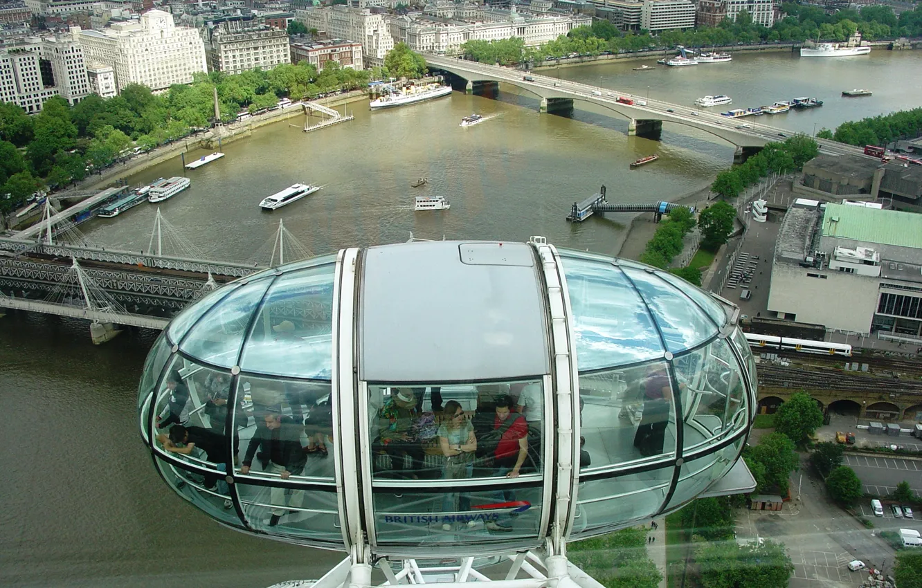 Фото обои Темза, Лондон, View from London Eye, Ока