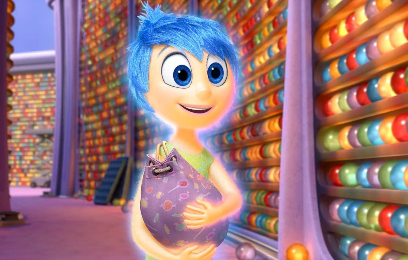 Фото обои cinema, girl, balls, sad, dress, blue, smile, sadness