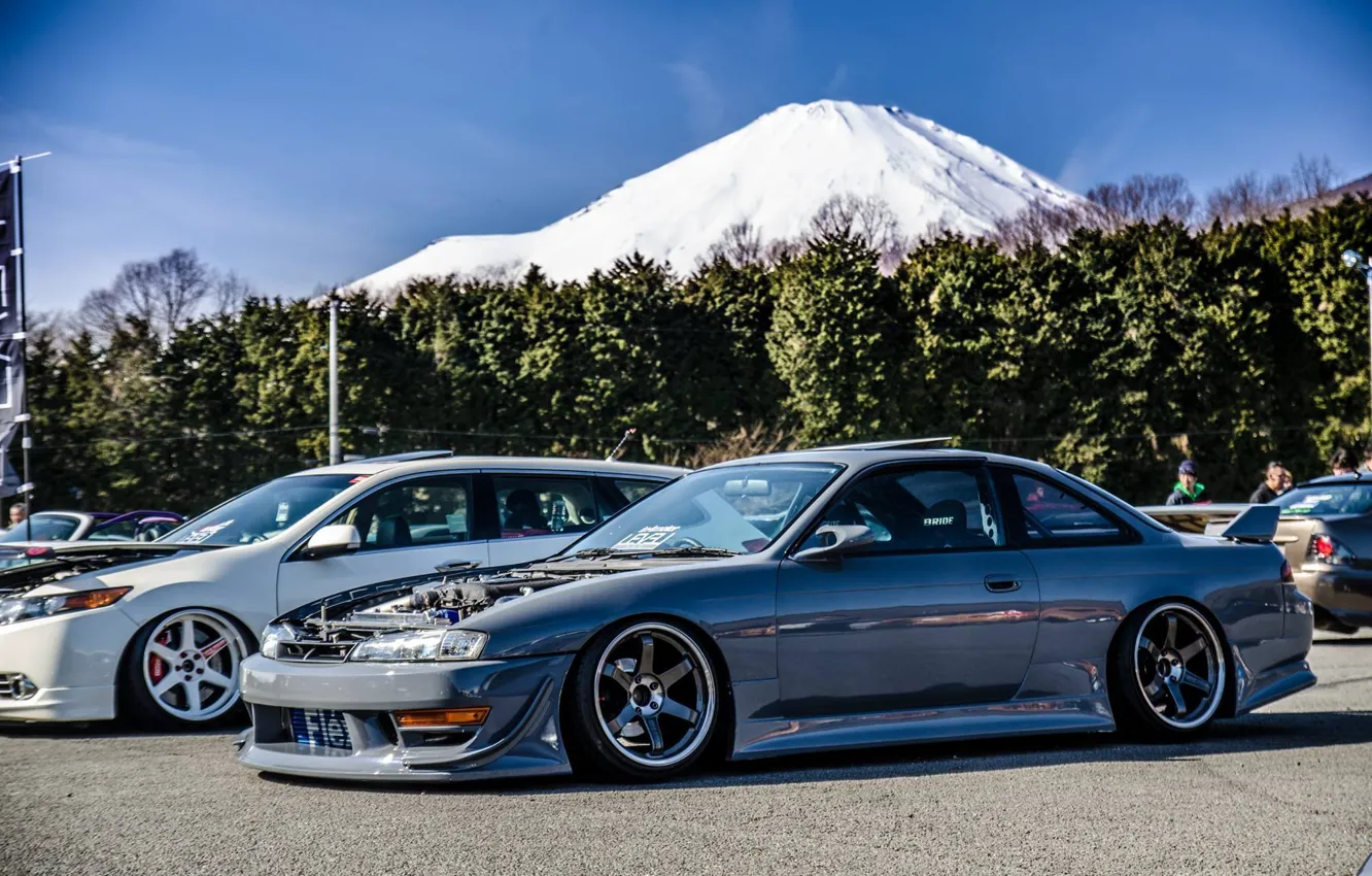 Фото обои car, горы, Nissan, серая, japan, ниссан, jdm, silvia